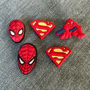 Spiderman and Superman croc jibbitz